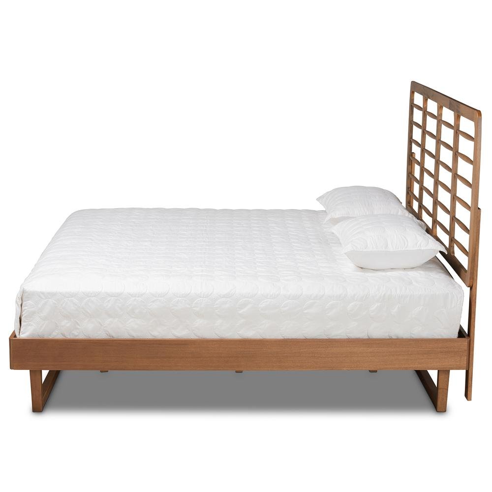 Lucie Modern and Contemporary Walnut Brown Finished Wood King Size Platform Bed