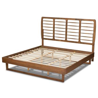 Lucie Modern and Contemporary Walnut Brown Finished Wood King Size Platform Bed