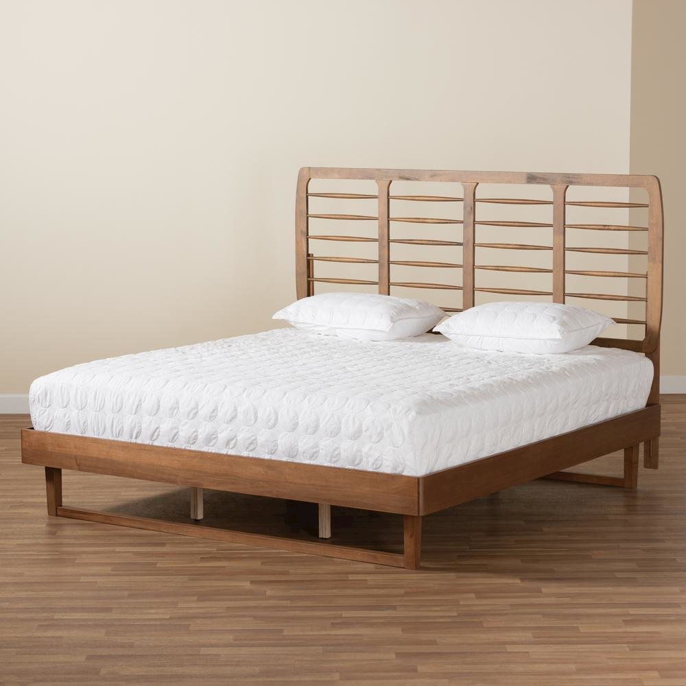 Lucie Modern and Contemporary Walnut Brown Finished Wood King Size Platform Bed