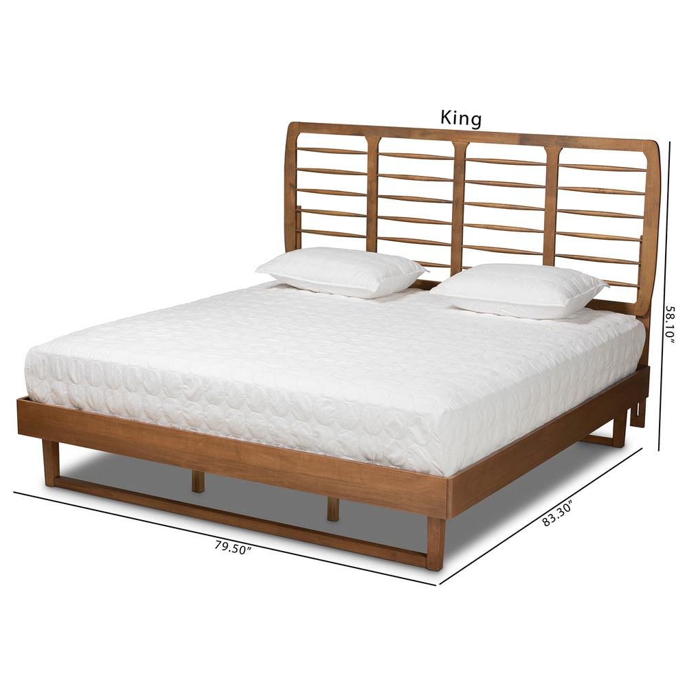 Lucie Modern and Contemporary Walnut Brown Finished Wood King Size Platform Bed