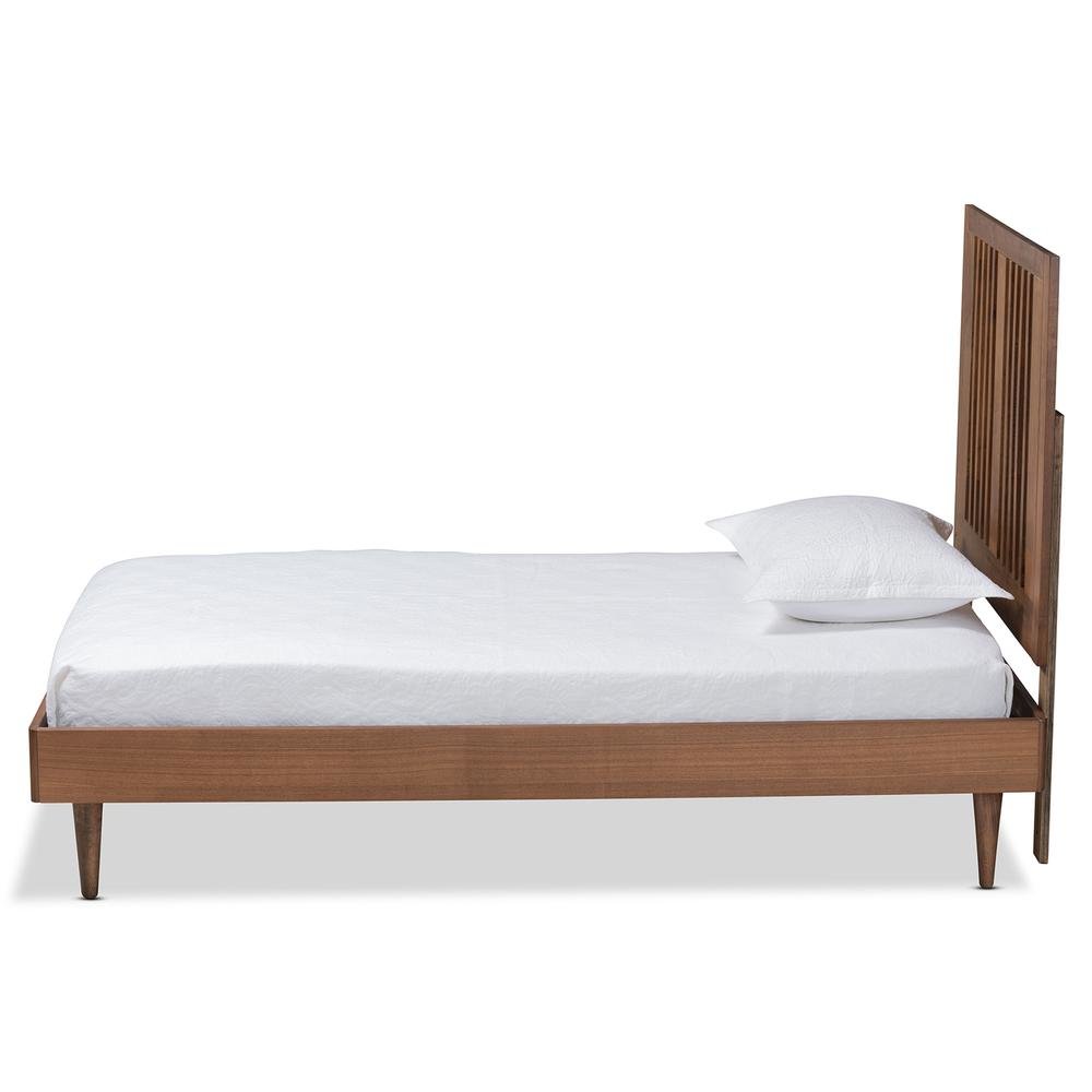 Transitional Ash Walnut Finished Wood Twin Size Platform Bed