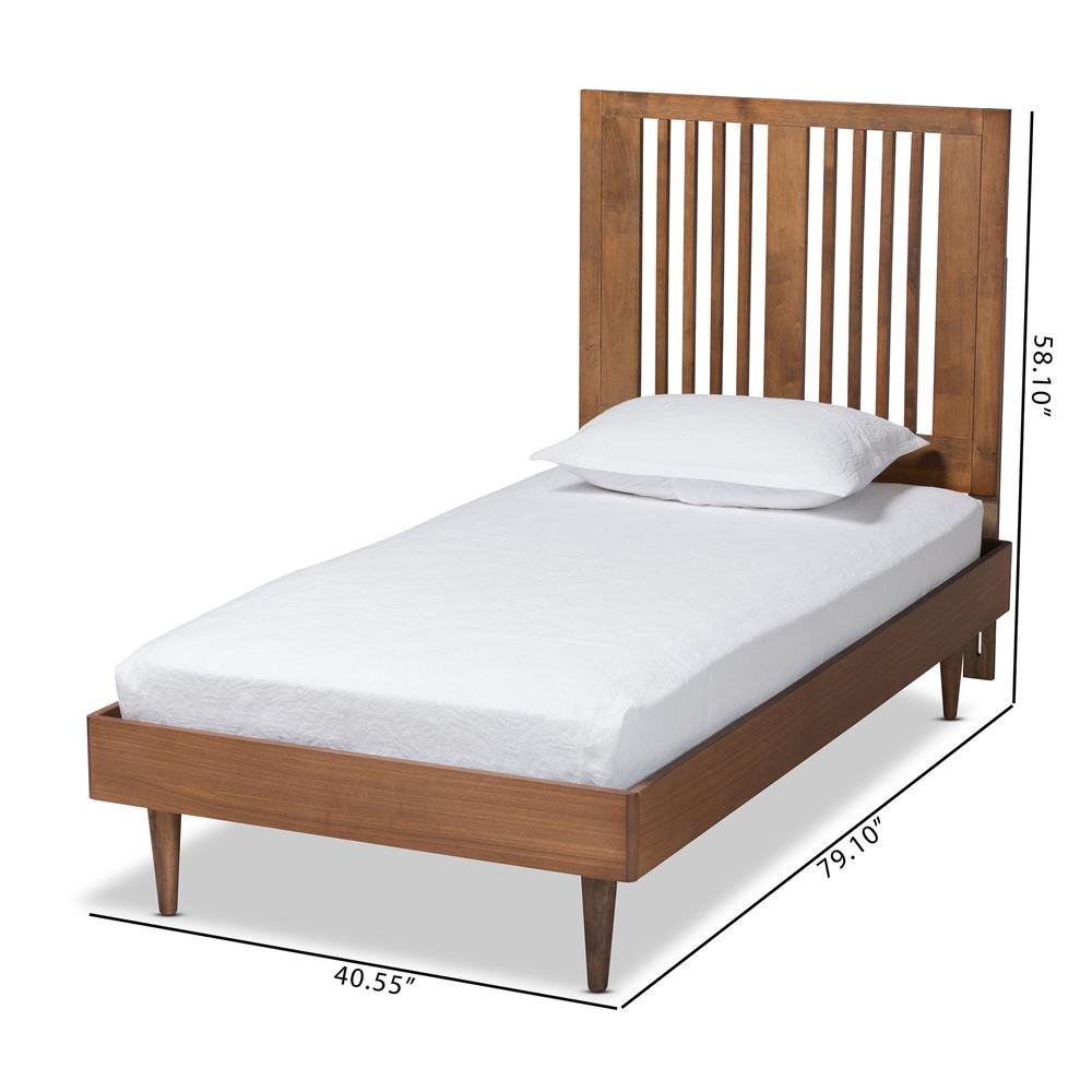 Transitional Ash Walnut Finished Wood Twin Size Platform Bed