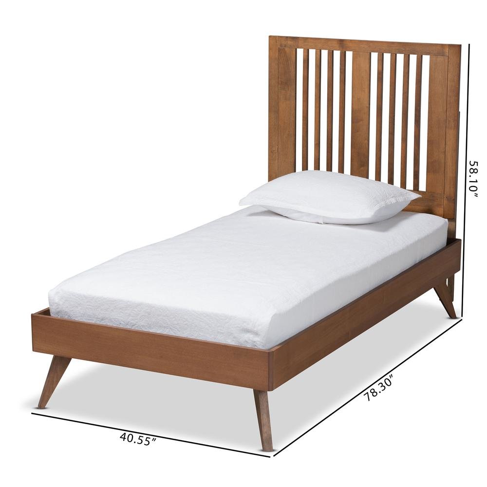 Transitional Ash Walnut Finished Wood Twin Size Platform Bed