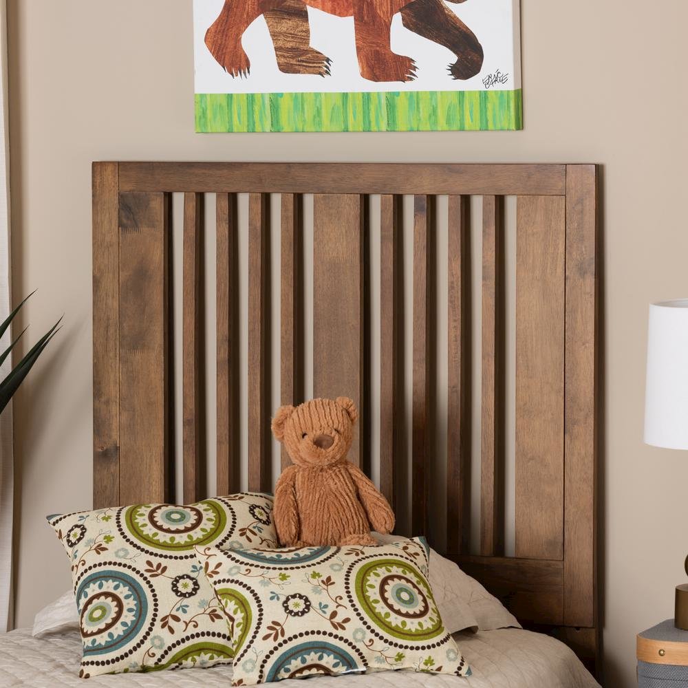 Transitional Ash Walnut Finished Wood Twin Size Headboard