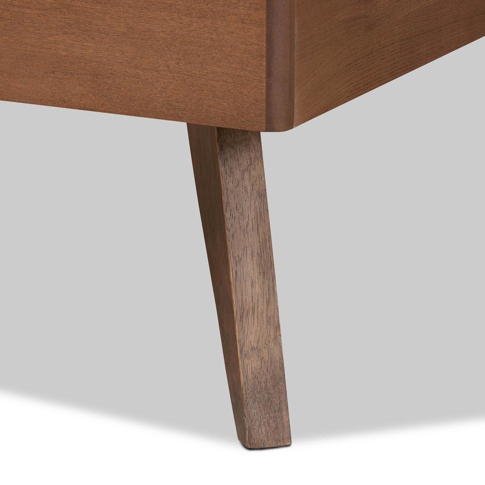 Transitional Ash Walnut Finished Wood Twin Size Platform Bed