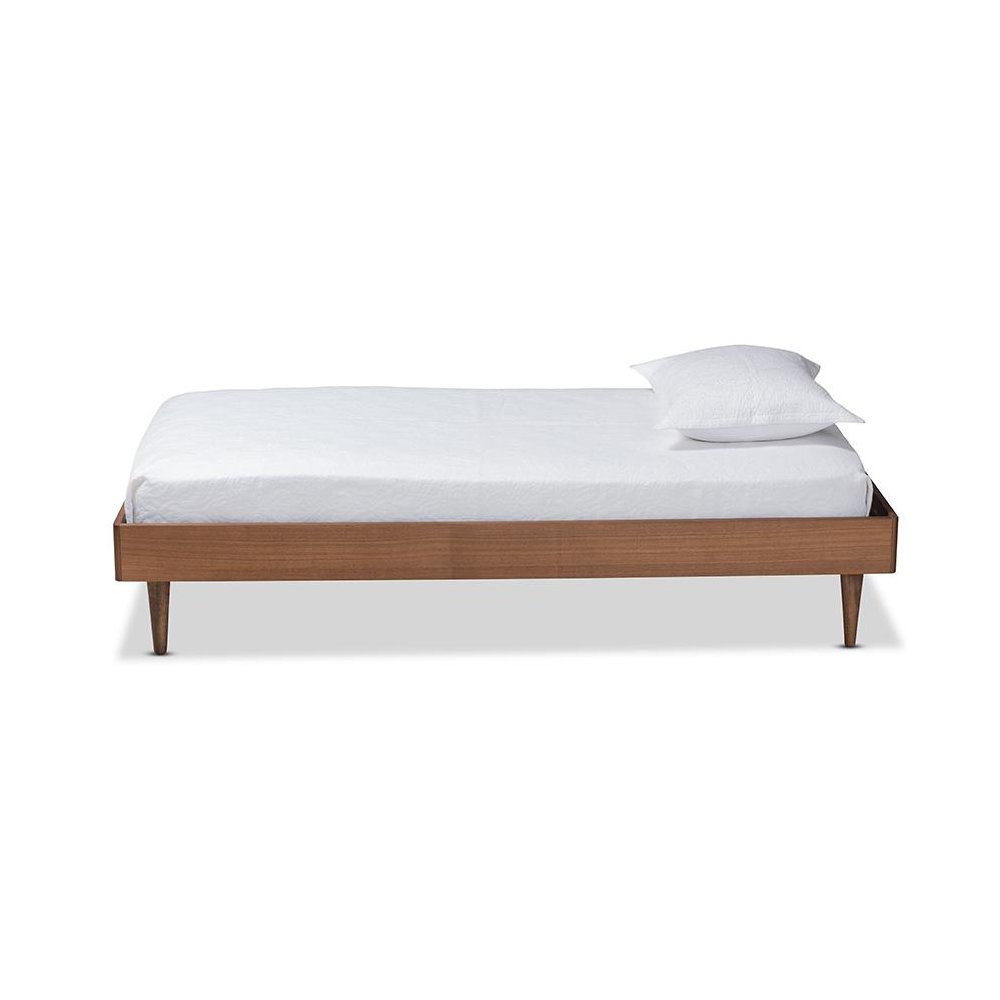 Rina Mid-Century Modern Ash Walnut Finished Wood Twin Size Platform Bed Frame
