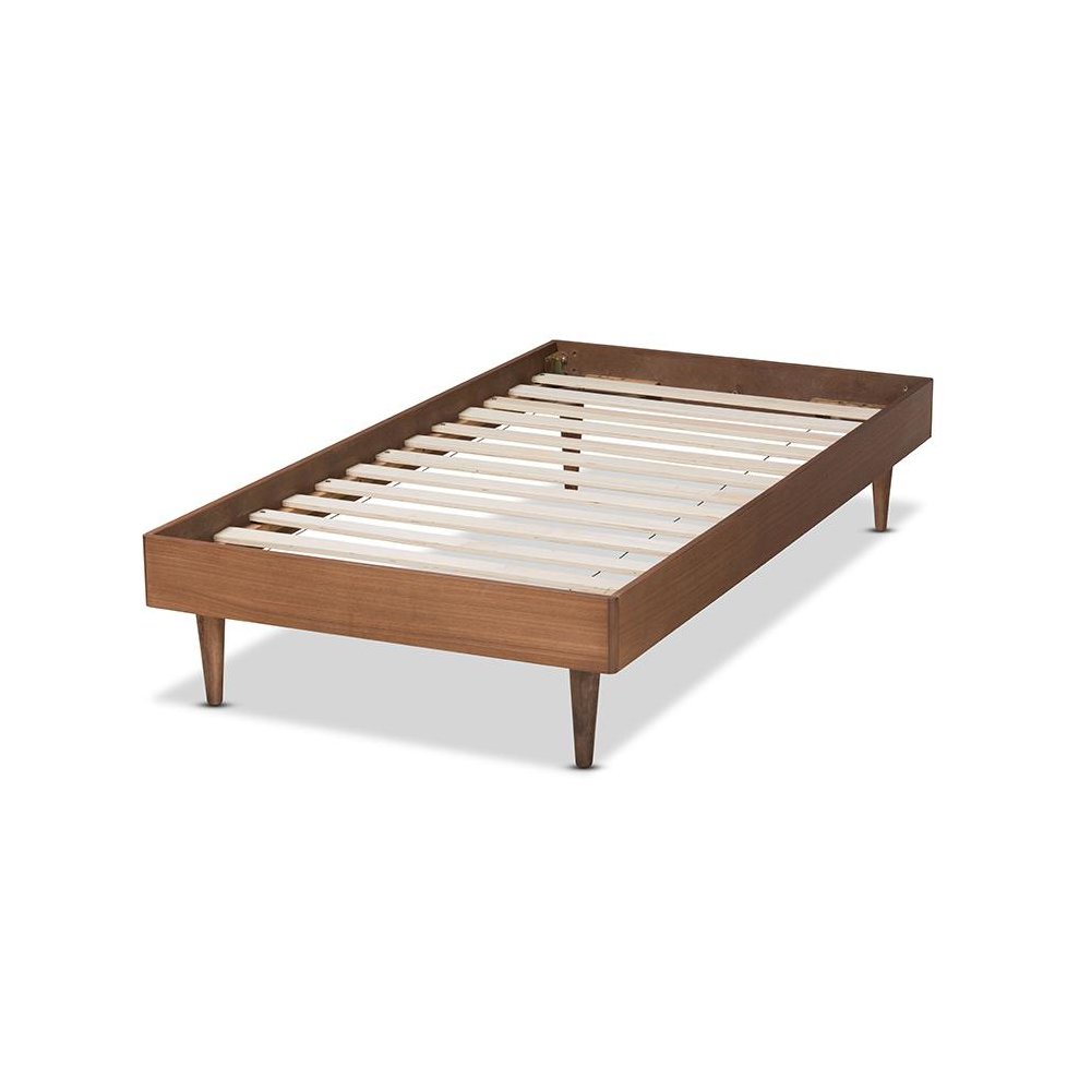 Rina Mid-Century Modern Ash Walnut Finished Wood Twin Size Platform Bed Frame