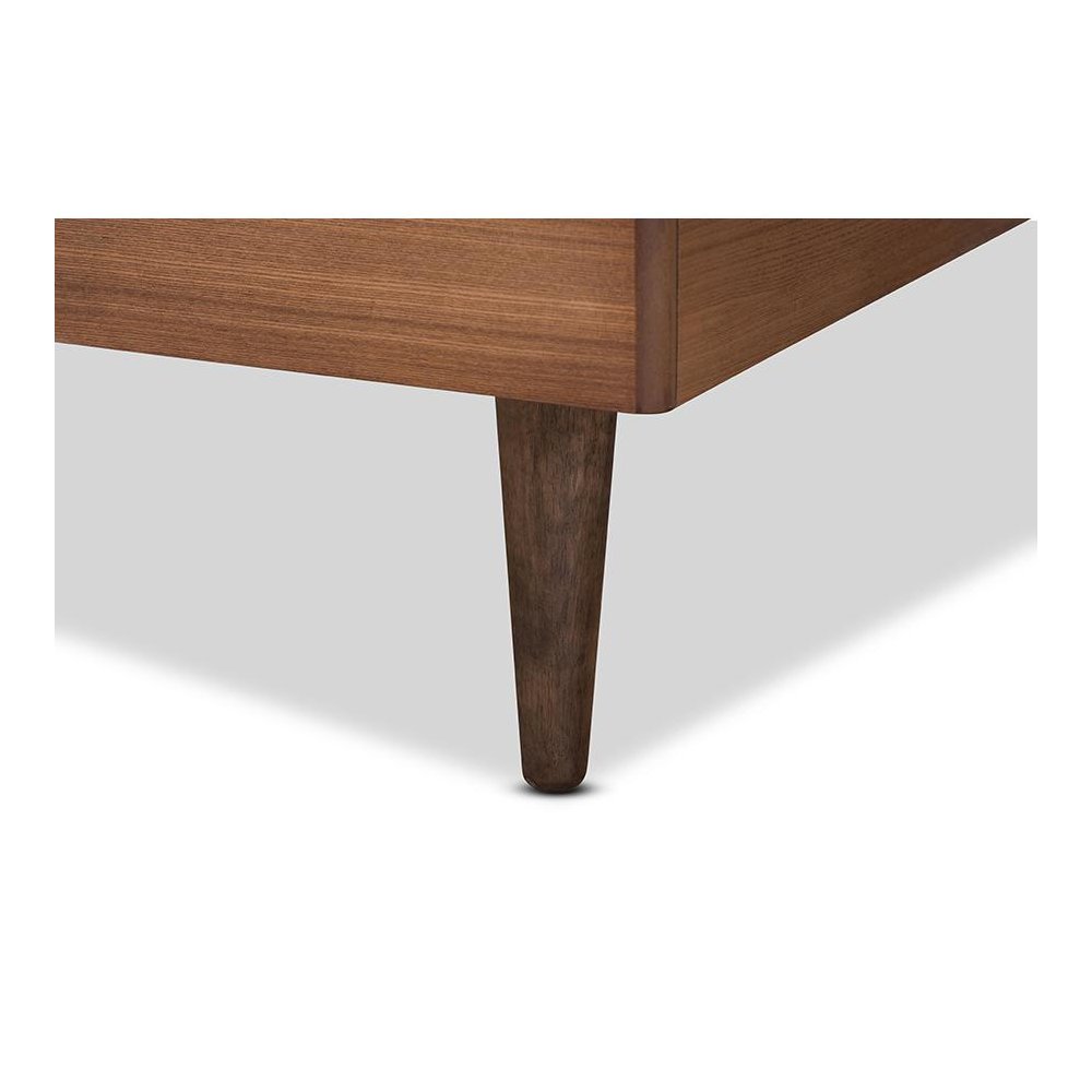 Rina Mid-Century Modern Ash Walnut Finished Wood Twin Size Platform Bed Frame