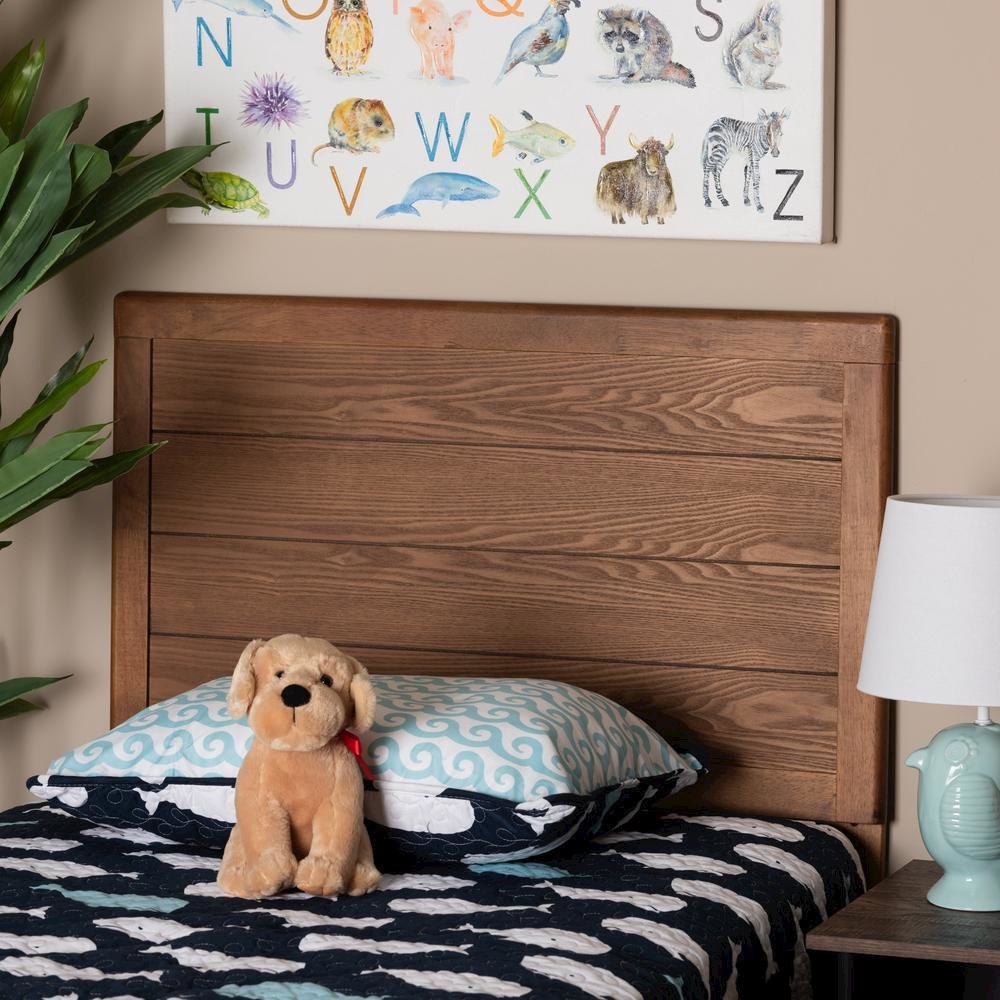 Seren Mid-Century Modern Walnut Brown Finished Wood Twin Size Headboard