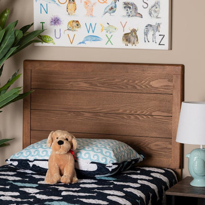 Seren Mid-Century Modern Walnut Brown Finished Wood Twin Size Headboard