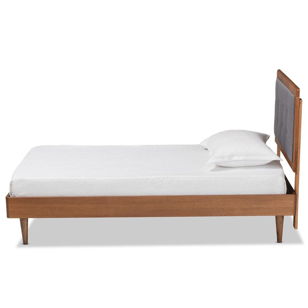 Walnut Brown Finished Wood Twin Size Platform Bed