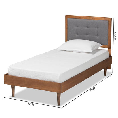 Walnut Brown Finished Wood Twin Size Platform Bed