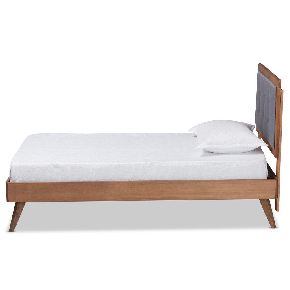 Walnut Brown Finished Wood Twin Size Platform Bed