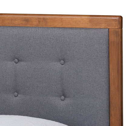 Walnut Brown Finished Wood Twin Size Platform Bed