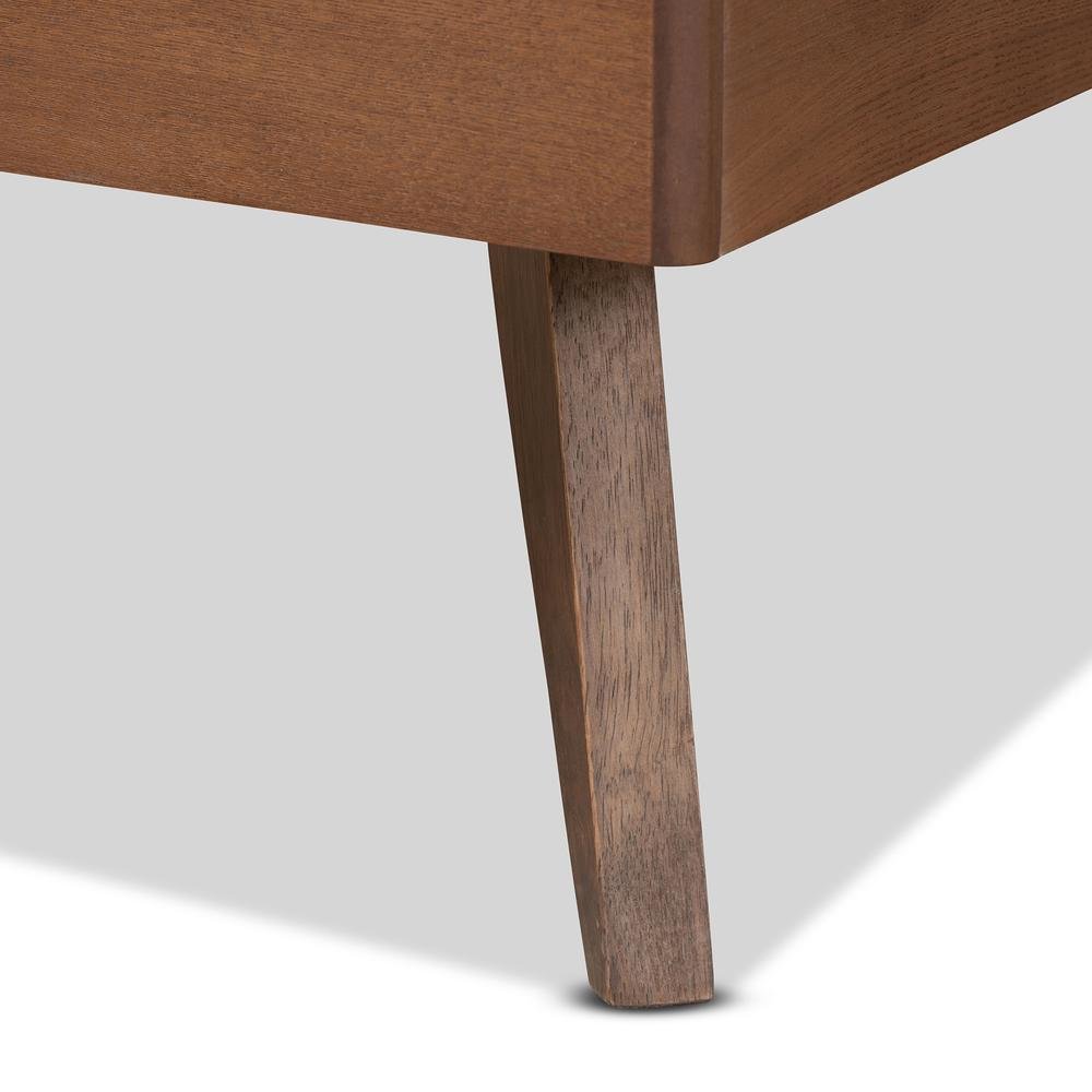 Walnut Brown Finished Wood Twin Size Platform Bed