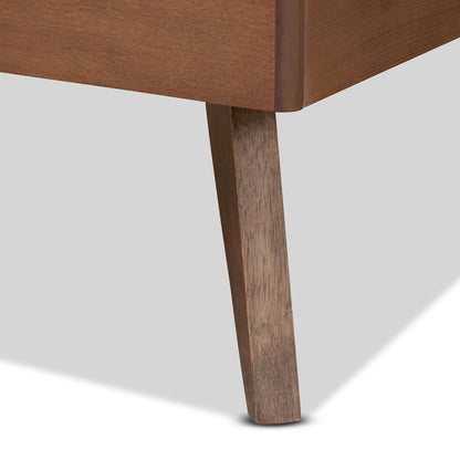 Walnut Brown Finished Wood Twin Size Platform Bed