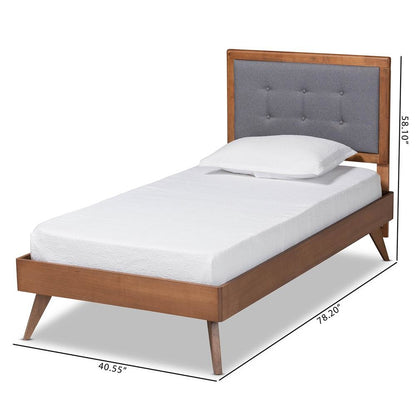 Walnut Brown Finished Wood Twin Size Platform Bed