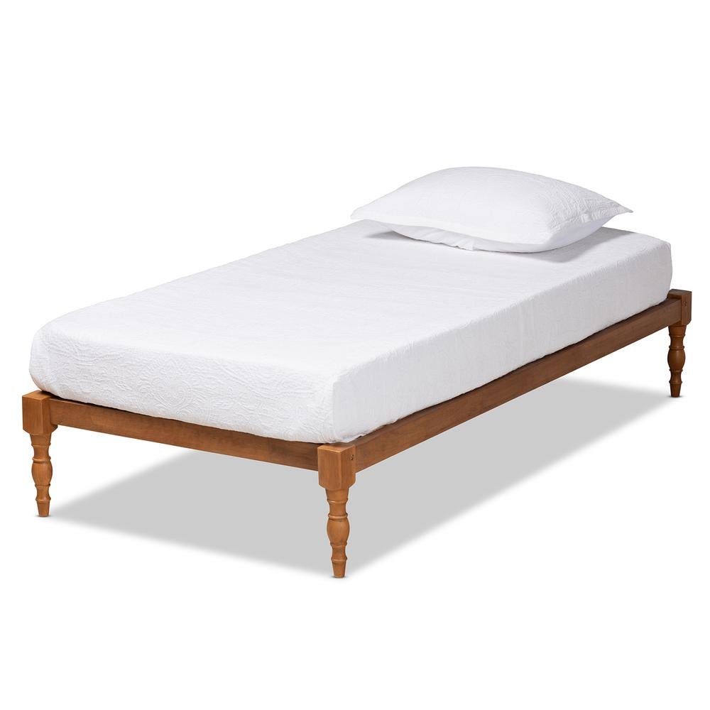 Walnut Brown Finished Wood Twin Size Platform Bed Frame