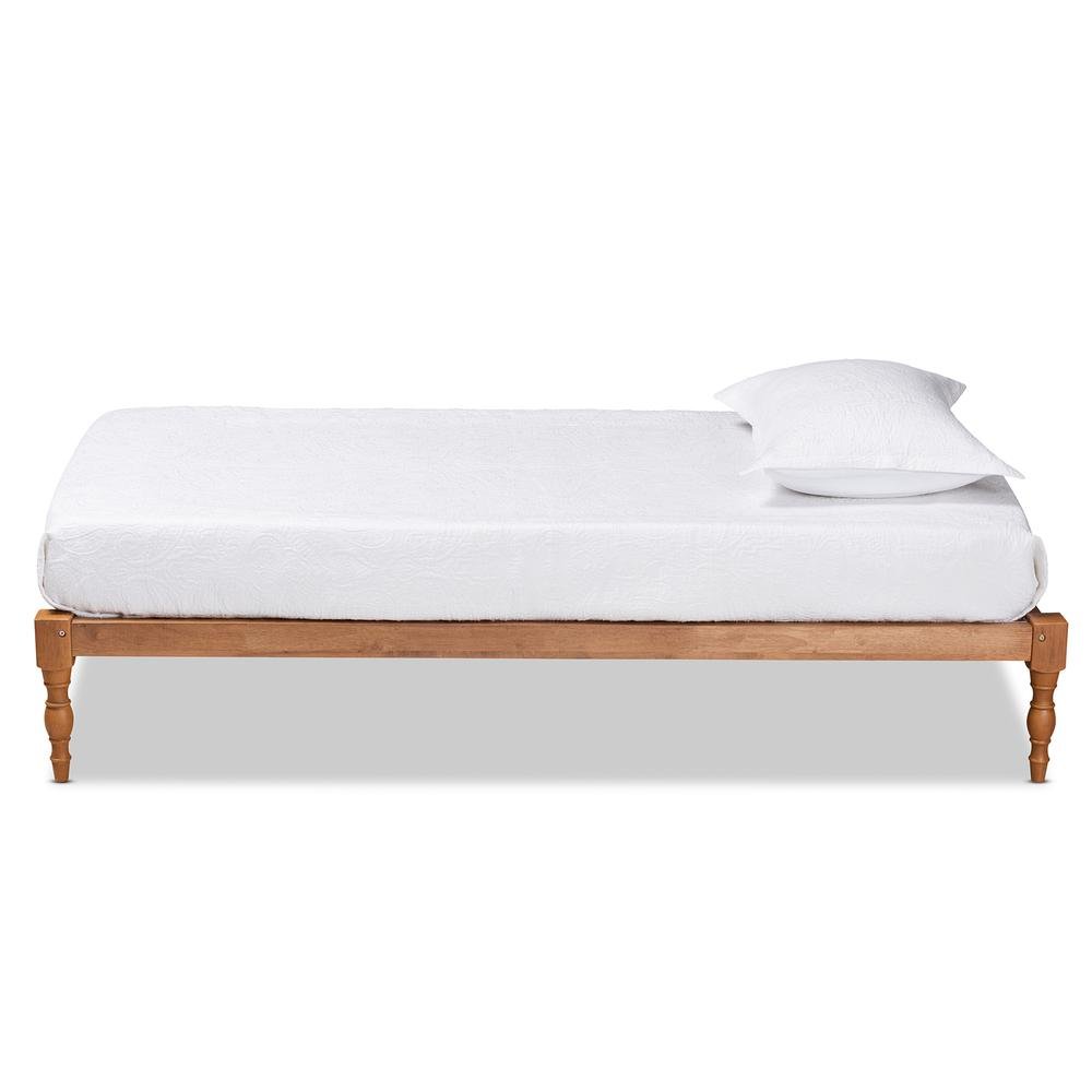 Walnut Brown Finished Wood Twin Size Platform Bed Frame