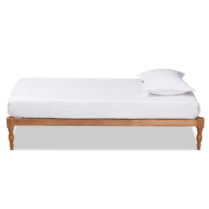 Walnut Brown Finished Wood Twin Size Platform Bed Frame