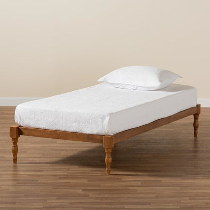 Walnut Brown Finished Wood Twin Size Platform Bed Frame