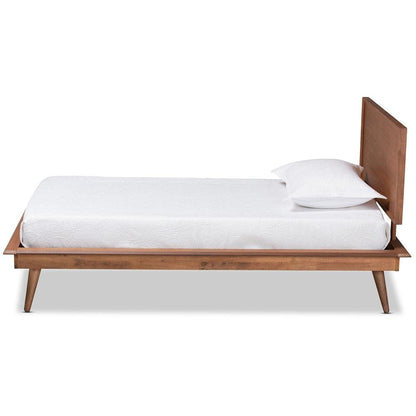 Karine Mid-Century Modern Walnut Brown Finished Wood Twin Size Platform Bed
