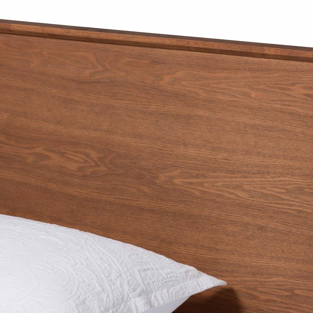 Karine Mid-Century Modern Walnut Brown Finished Wood Twin Size Platform Bed