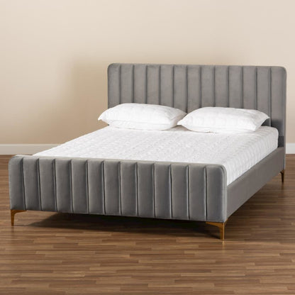Gold Finished Queen Size Platform Bed