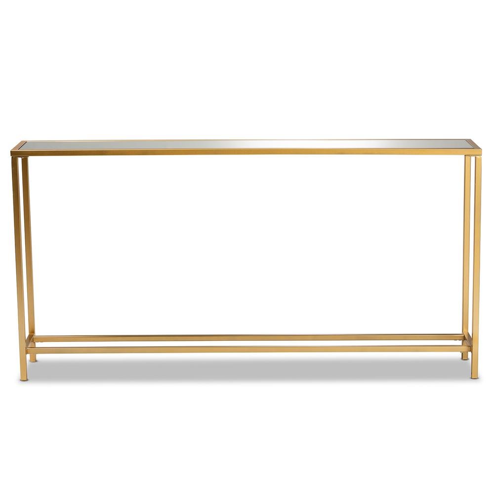 Glam Gold Finished Metal and Mirrored Glass Console Table