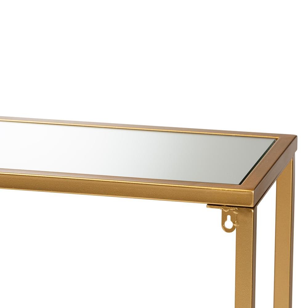 Glam Gold Finished Metal and Mirrored Glass Console Table