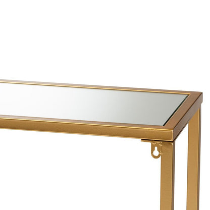 Glam Gold Finished Metal and Mirrored Glass Console Table