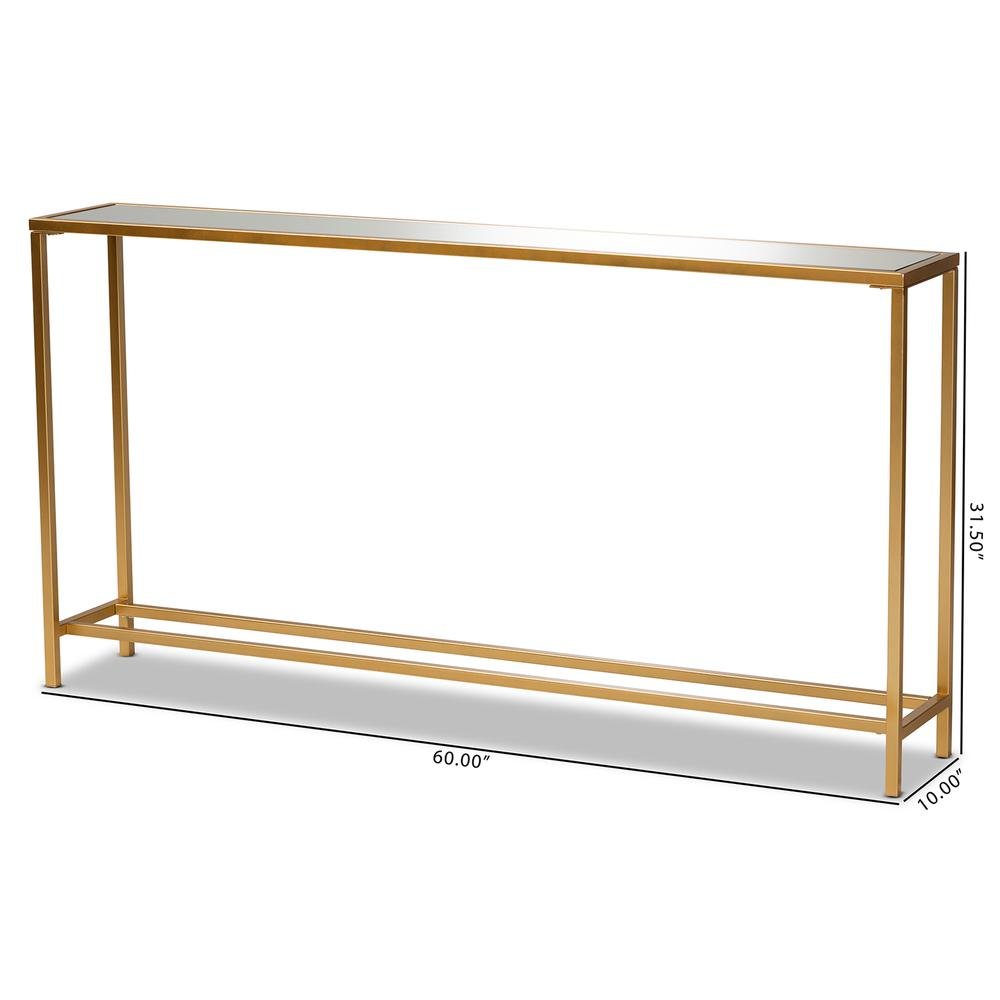 Glam Gold Finished Metal and Mirrored Glass Console Table