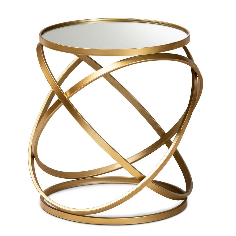 Desma Glam and Luxe Gold Finished Metal and Mirrored Glass End Table