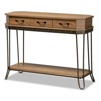 Black Finished Metal 3-Drawer Console Table