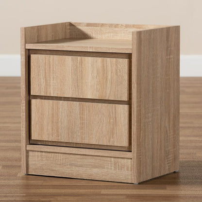 Baxton Studio Hale Modern and Contemporary Oak Finished Wood 1-Door Nightstand