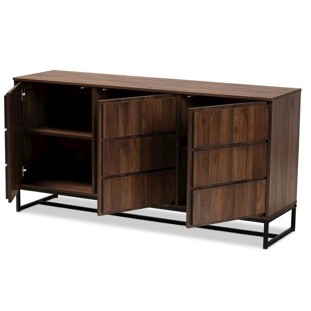 Black Finished Metal 3-Door Dining Room Sideboard Buffet