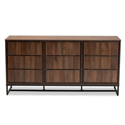 Black Finished Metal 3-Door Dining Room Sideboard Buffet