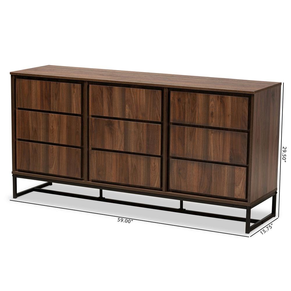 Black Finished Metal 3-Door Dining Room Sideboard Buffet