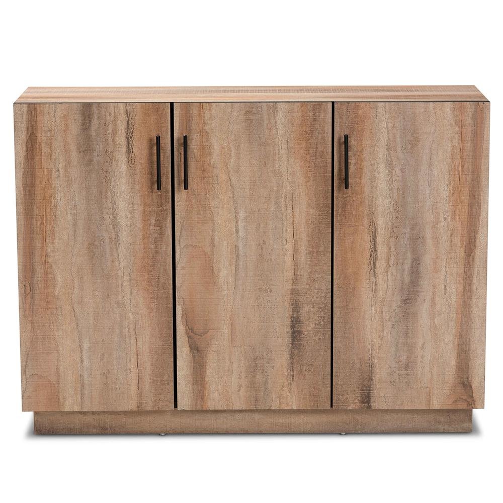 Natural Oak Finished Wood 3-Door Dining Room Sideboard Buffet