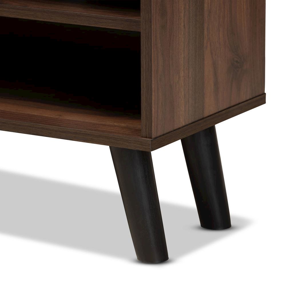 Two-Tone Walnut Brown and Grey Finished Wood TV Stand