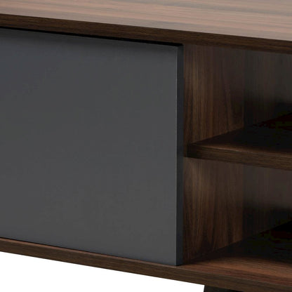Multi-Tone Grey and Walnut Brown Finished Wood TV Stand