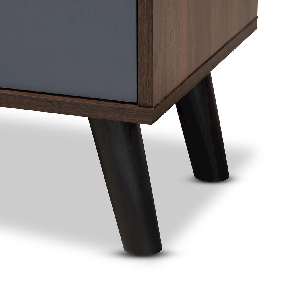Multi-Tone Grey and Walnut Brown Finished Wood TV Stand