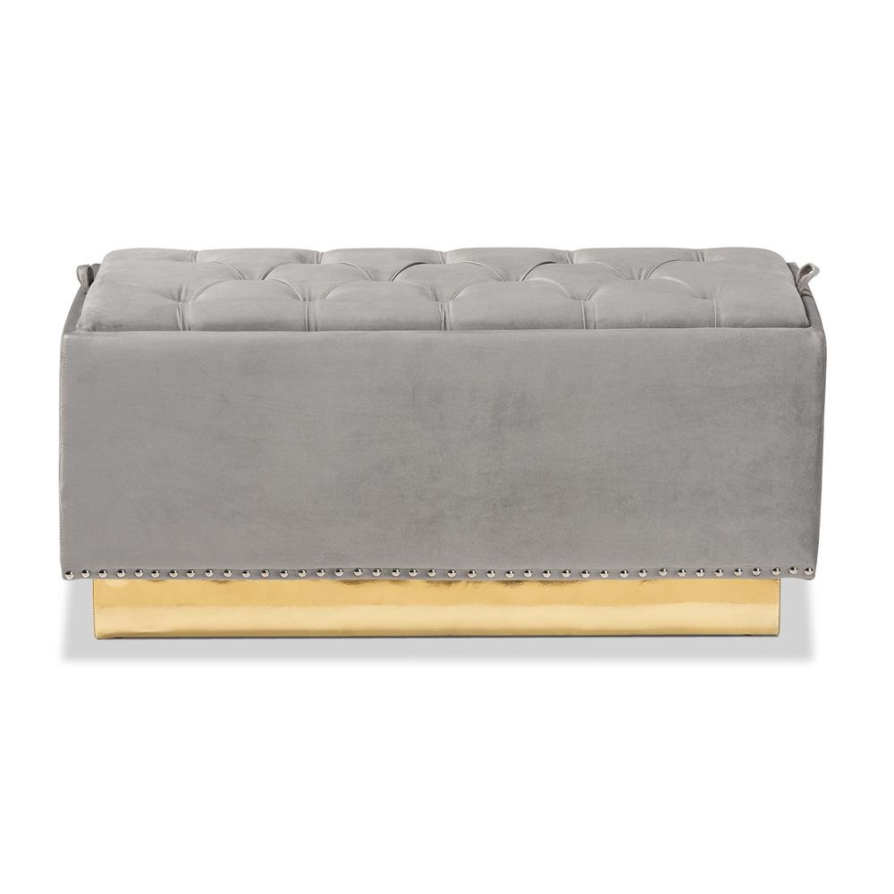 Gold PU Leather Storage Ottoman