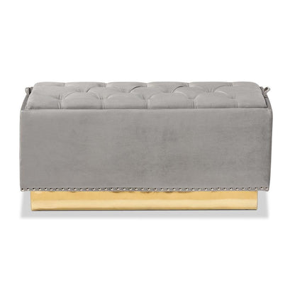Gold PU Leather Storage Ottoman