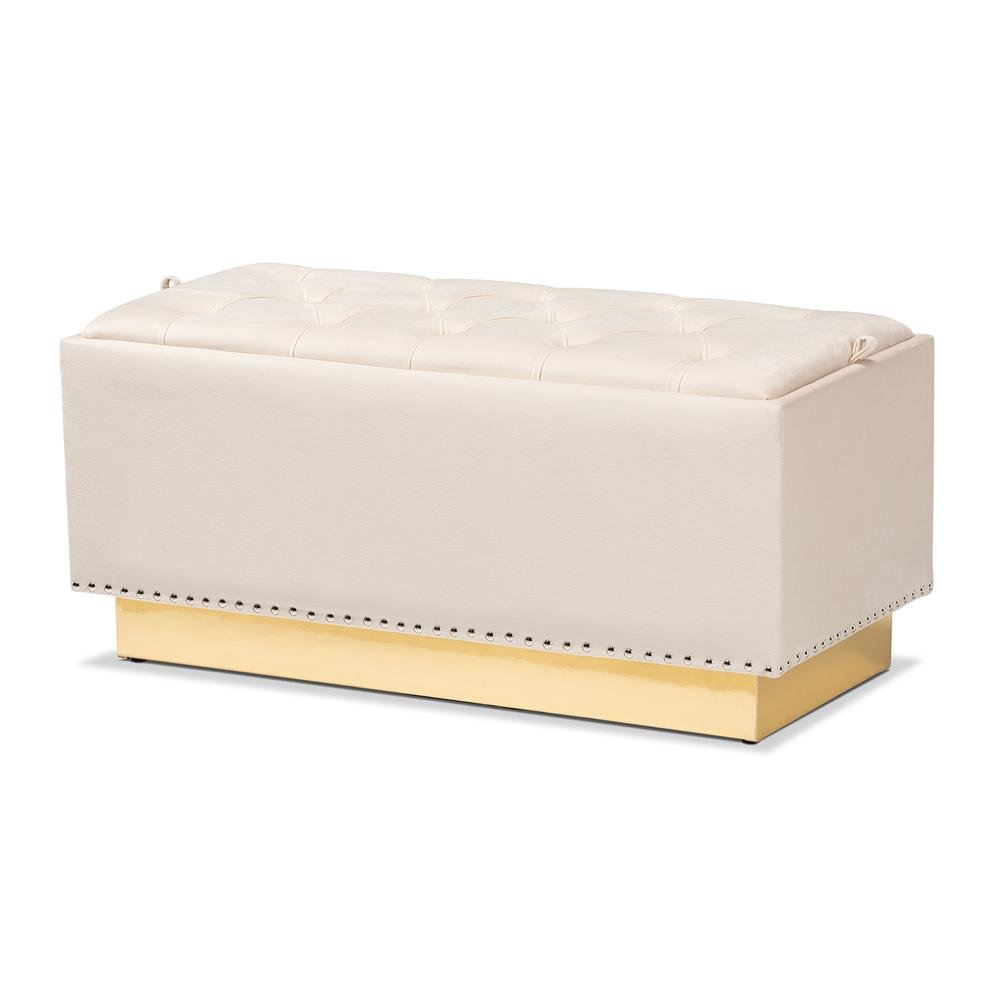 Gold PU Leather Storage Ottoman