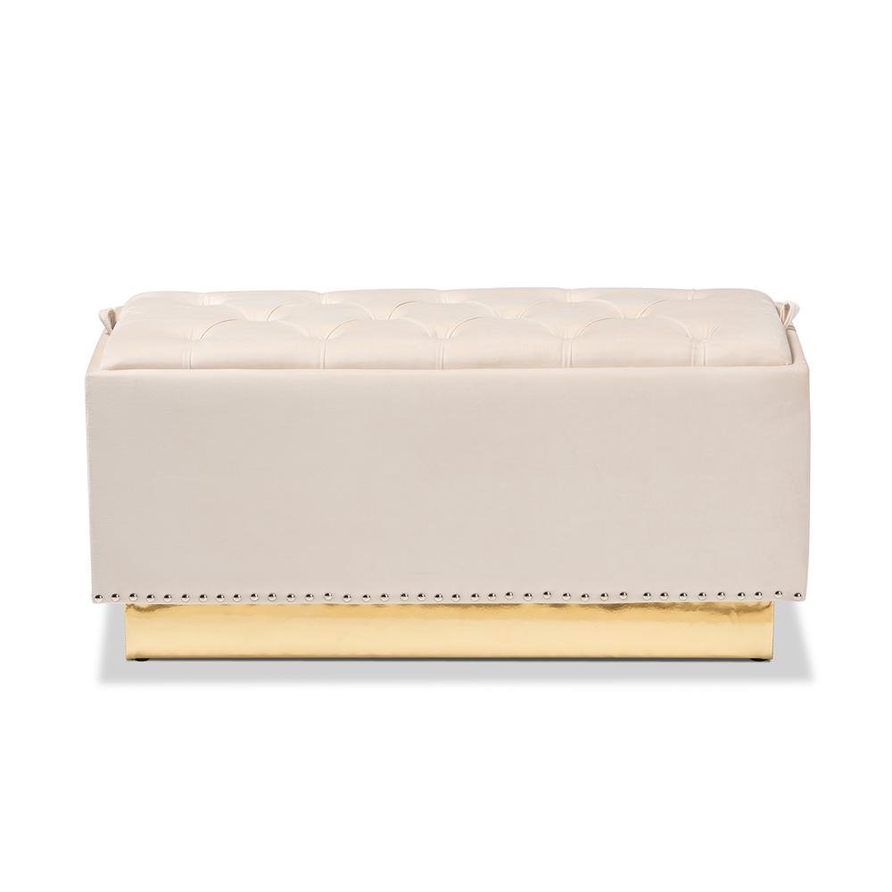 Gold PU Leather Storage Ottoman