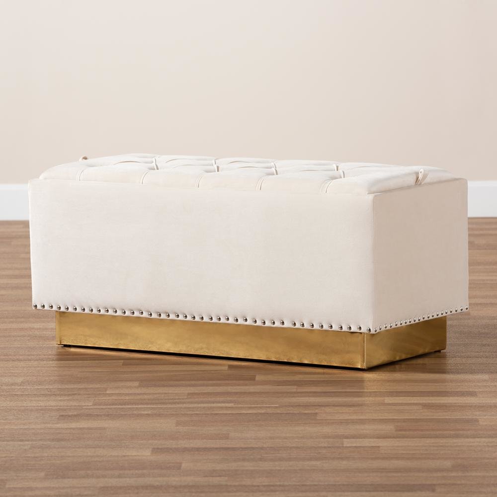 Gold PU Leather Storage Ottoman