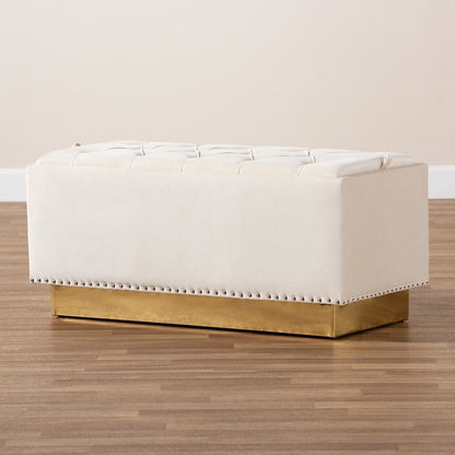 Gold PU Leather Storage Ottoman