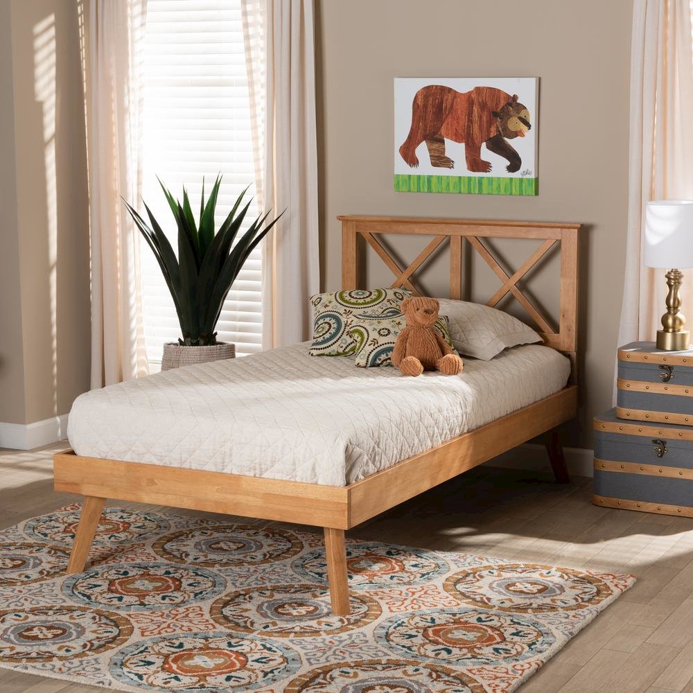 Galvin Modern and Contemporary Brown Finished Wood Twin Size Platform Bed
