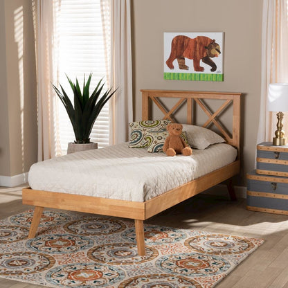 Galvin Modern and Contemporary Brown Finished Wood Twin Size Platform Bed